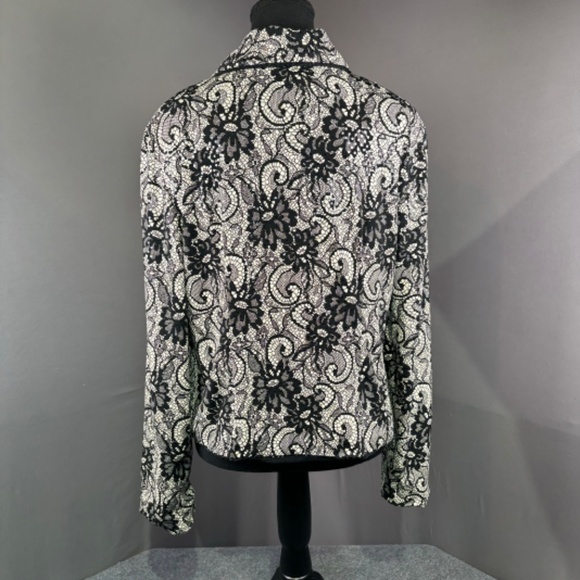 Joseph Ribkoff Blazer Women’s 16 Sequins Lace Pattern Floral Midi Floral Black - Picture 3 of 12